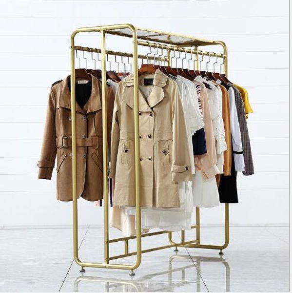 Nordic-style double-tiered clothing rack for women's boutique floor display