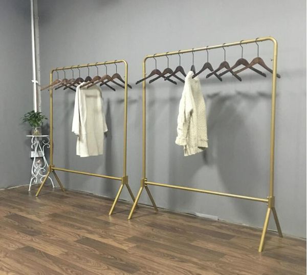 Nordic-style gold floor rack for adult clothing in children's bedrooms and women's fashion stores