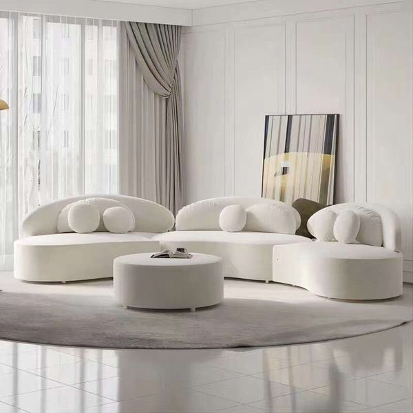 Nordic-style high-end curved modular 3-piece fabric sectional sofa for homes and hotels