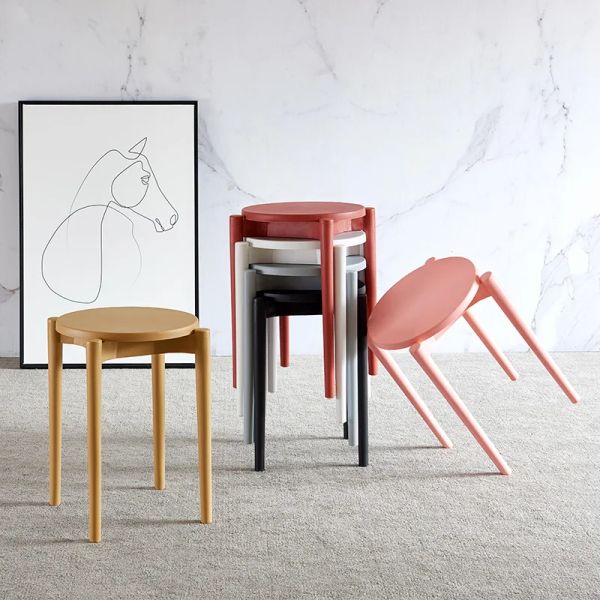 Nordic-style thickened plastic stool for living room or dining table, simple high makeup dressing stool