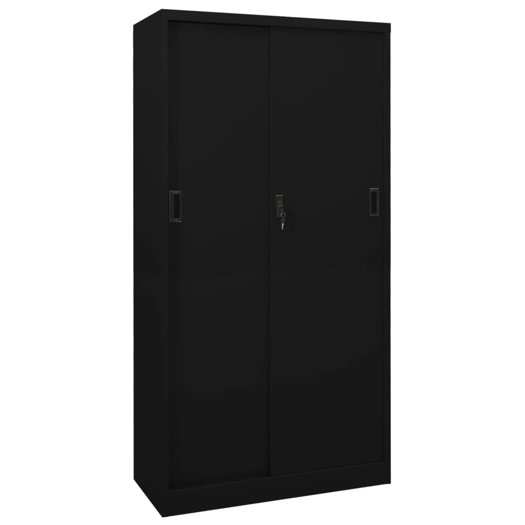 Office Cabinet Black Steel Large Height-Adjustable Shelves