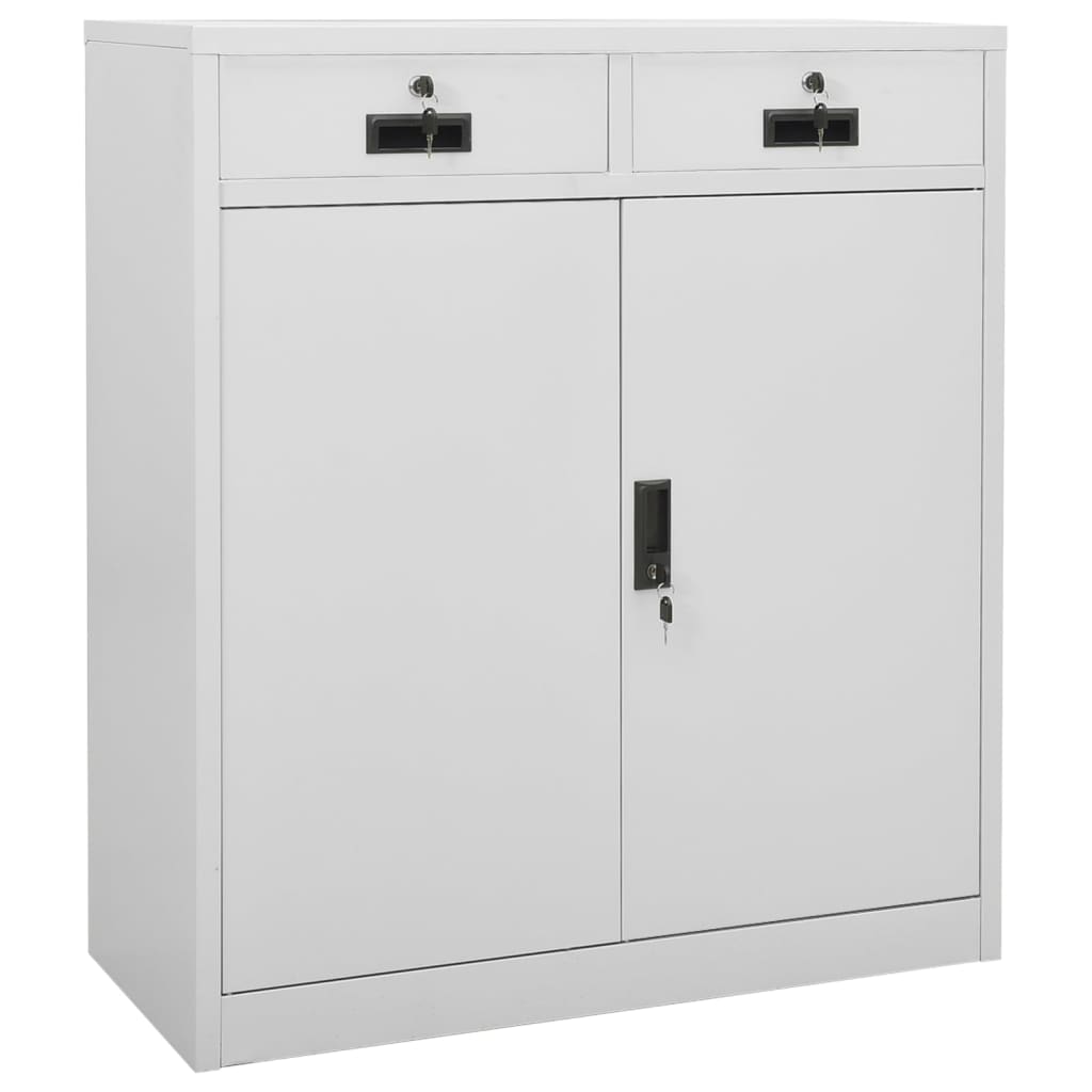 Office Cabinet Light Grey Steel Large Height-Adjustable Shelves