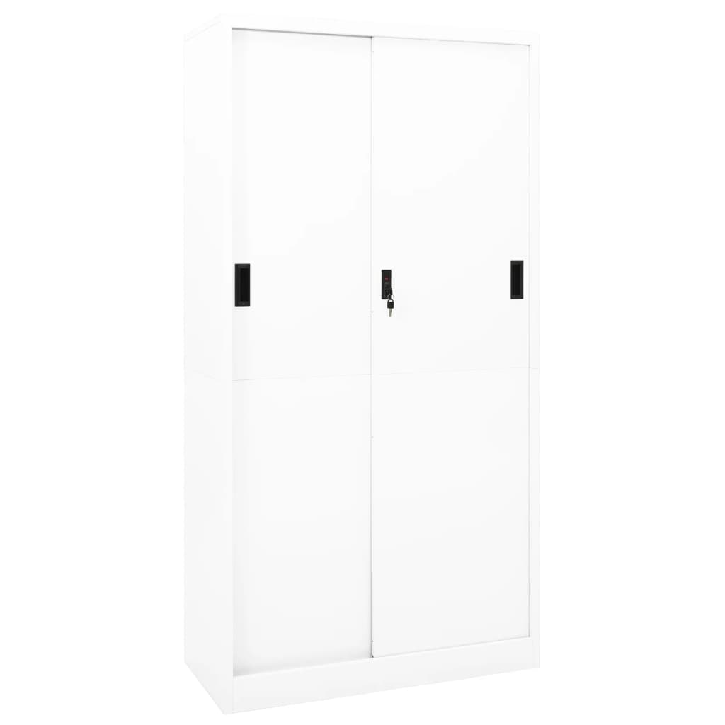 Office Cabinet White Steel 35.4x15.7x70.9 in Sliding Components