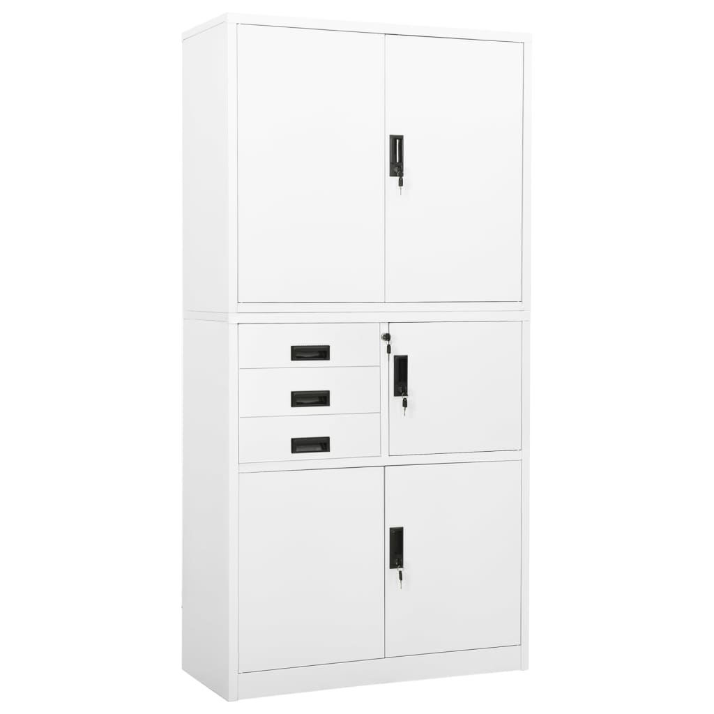 Office Cabinet White Steel Large Height-Adjustable Shelves