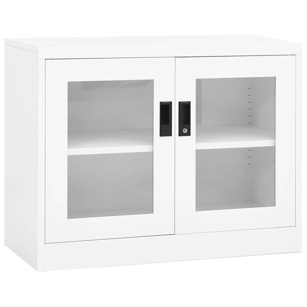 Office Cabinet White Steel, tempered glass Medium Office Cabinet