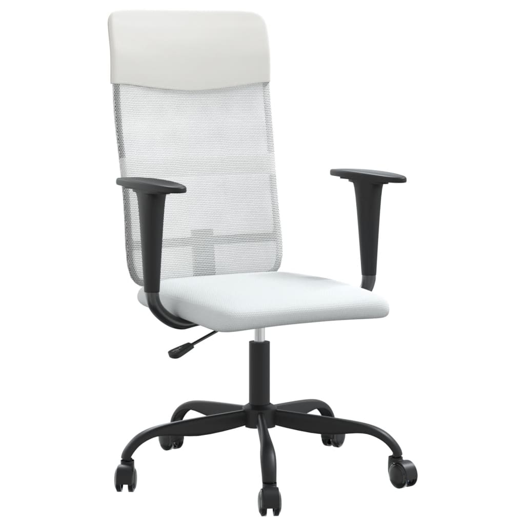 Office Chair White Mesh fabric, faux leather, metal, plywood