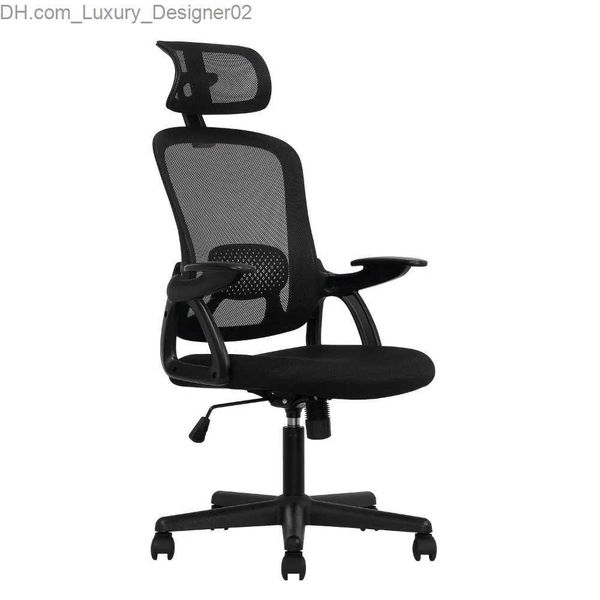 Other Furniture Ergonomic Office Chair featuring an adjustable headrest, black fabric, 275lb capacity, and dimensions of 25.25" x 24.25" x 44" (Q240129)