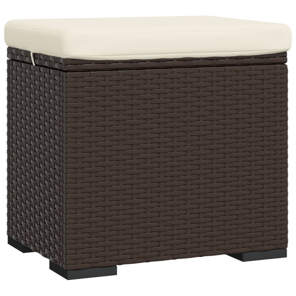 Ottoman Brown Poly Rattan Small Durable Ottoman Square