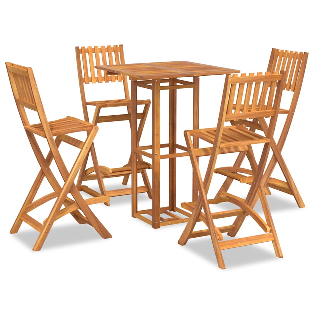 Outdoor Bar Set Natural Solid Acacia wood Standard Foldable