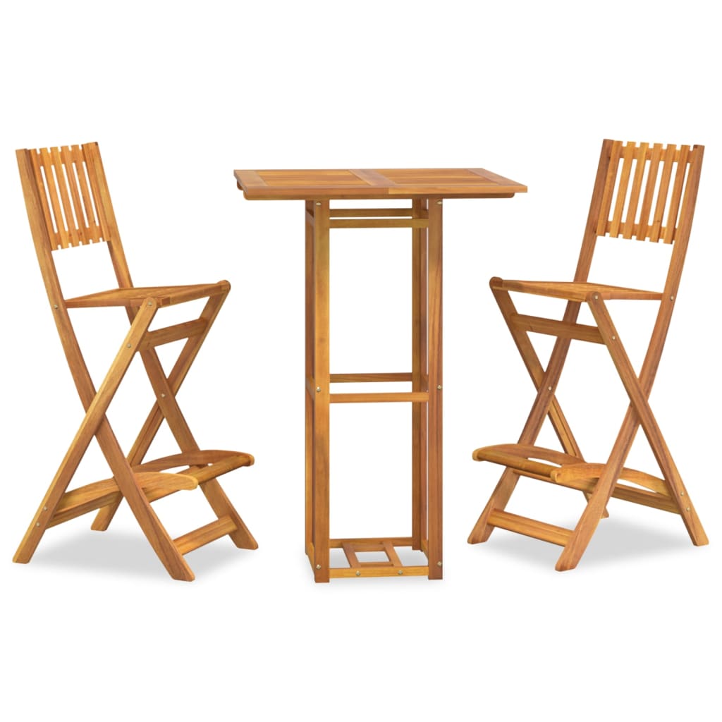 Outdoor Bar Set Natural Wood Solid acacia wood with an oil finish