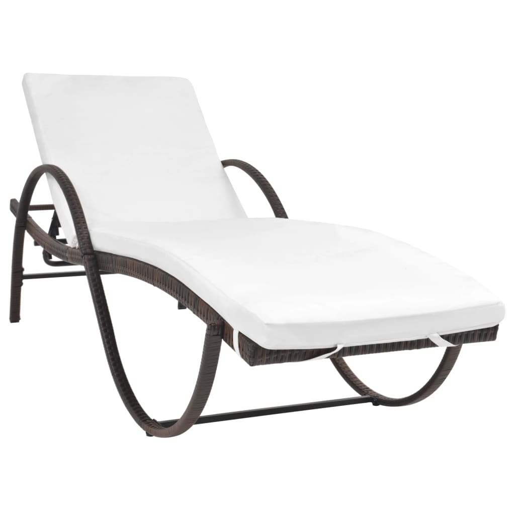 Outdoor Bench Brown, Cream White PE Rattan, Powder-coated Steel