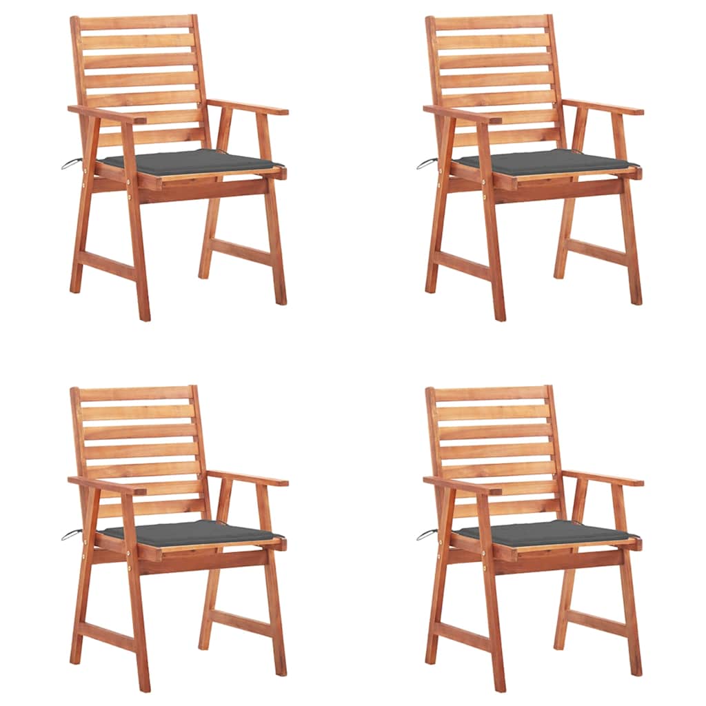 Outdoor Chair Set of 4 Anthracite Solid Acacia Wood Standard