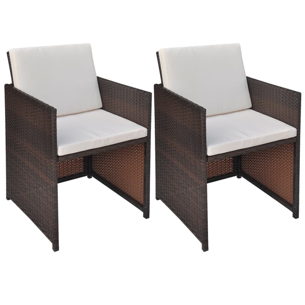 Outdoor Dining Chair Set of 2 Brown Powder-Coated Steel Medium