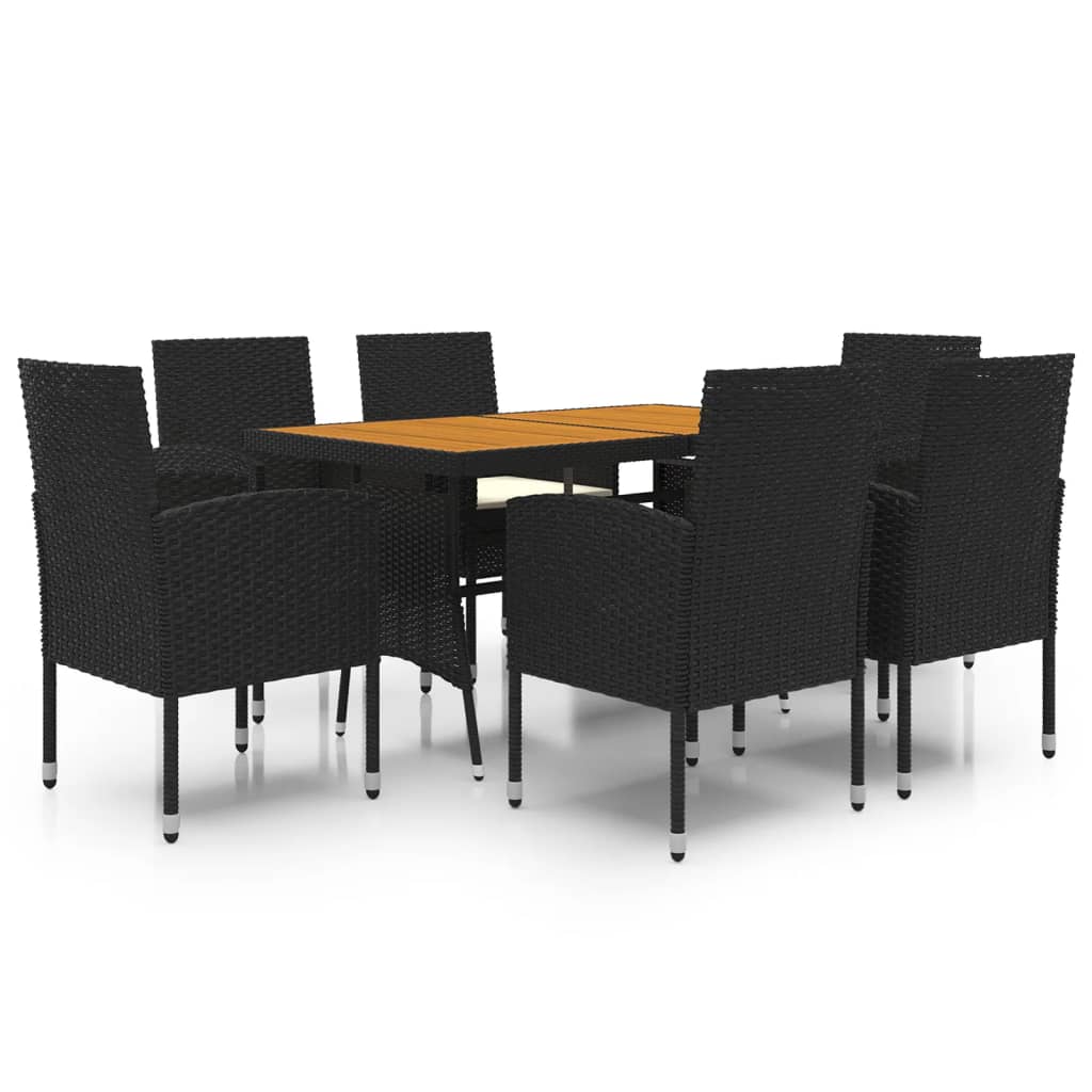 Outdoor Dining Set Black and Cream White