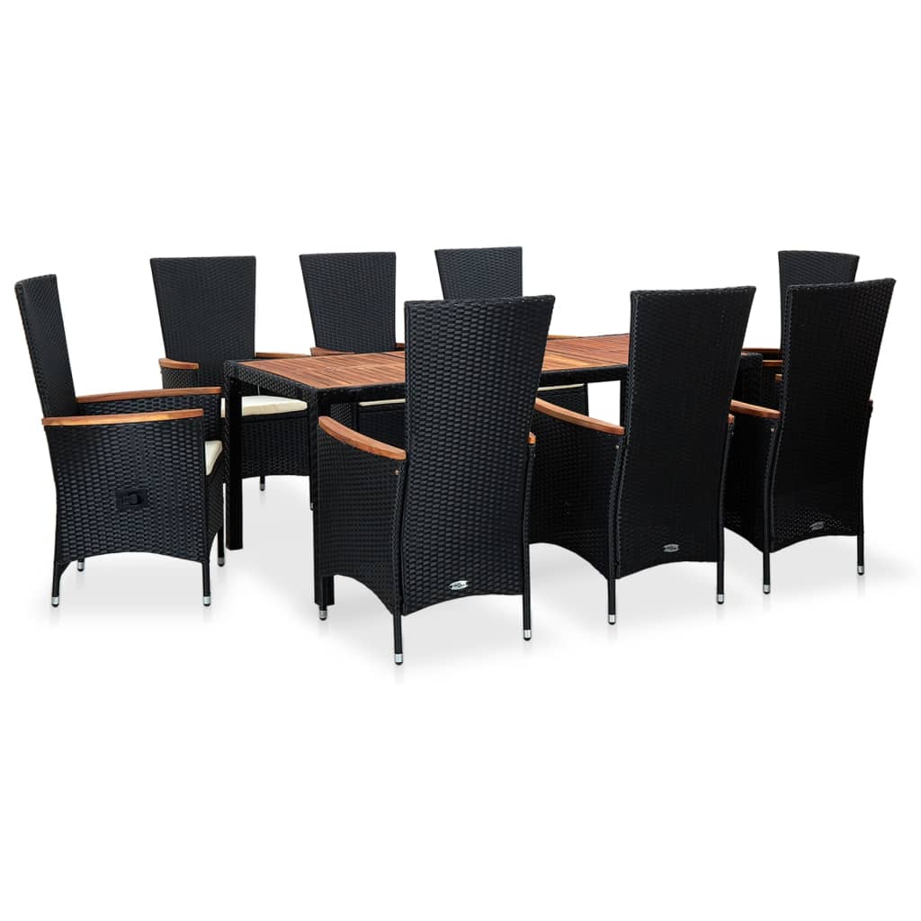 Outdoor Dining Set Black, Cream White PE rattan Large