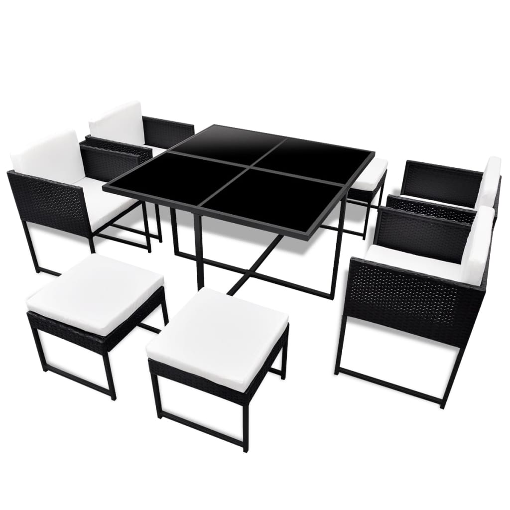 Outdoor Dining Set Black Powder-coated steel frame 8-seater