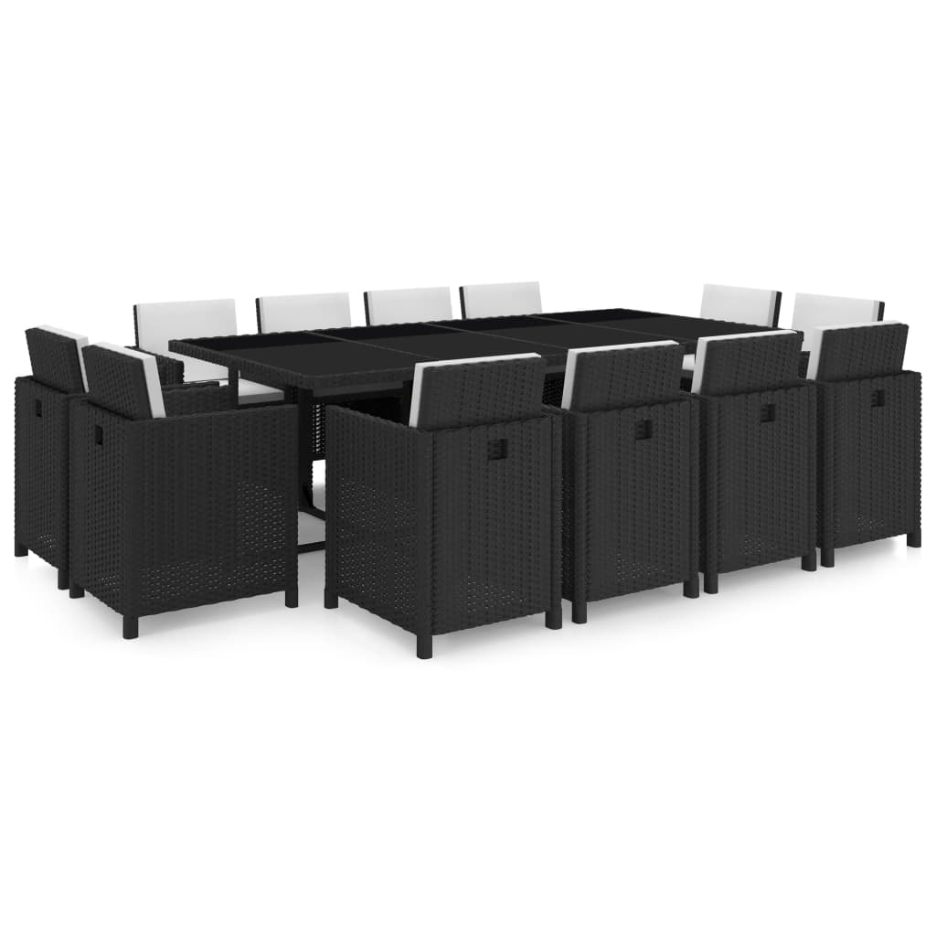 Outdoor Dining Set Black Steel frame Large Removable Covers