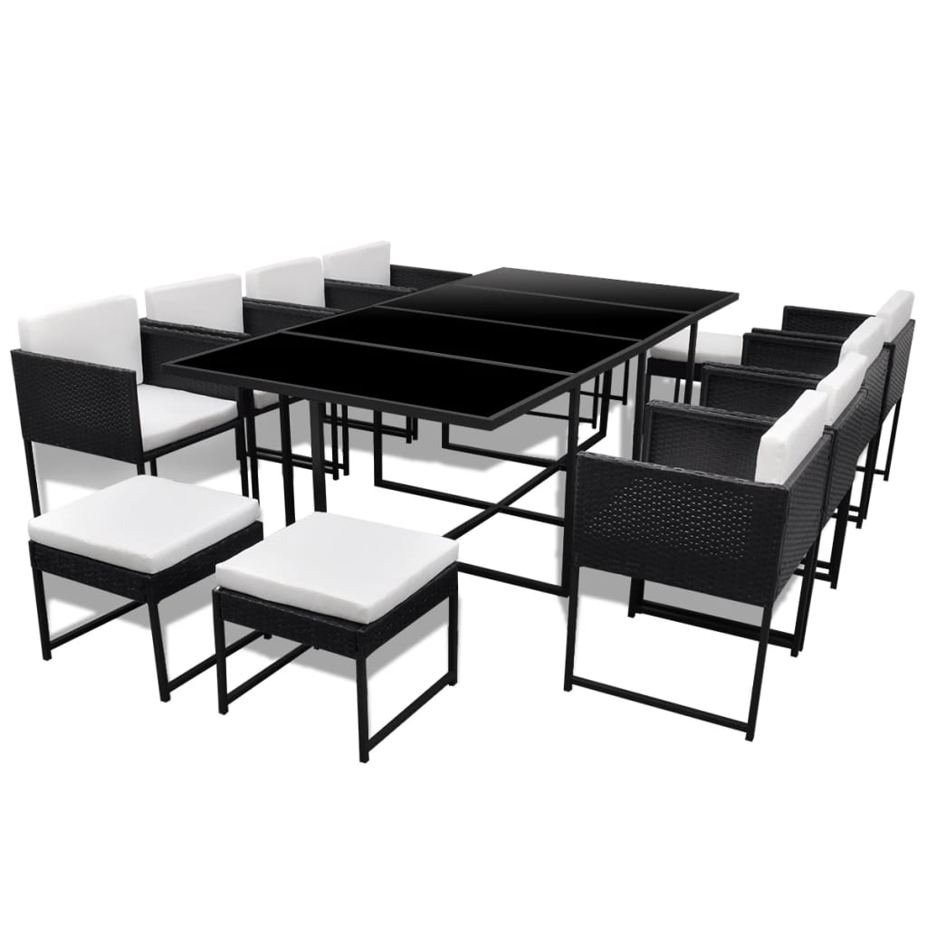 Outdoor Dining Set Black, White