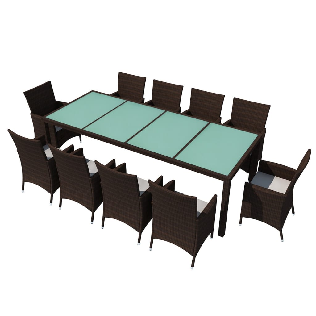 Outdoor Dining Set Brown, Cream White
