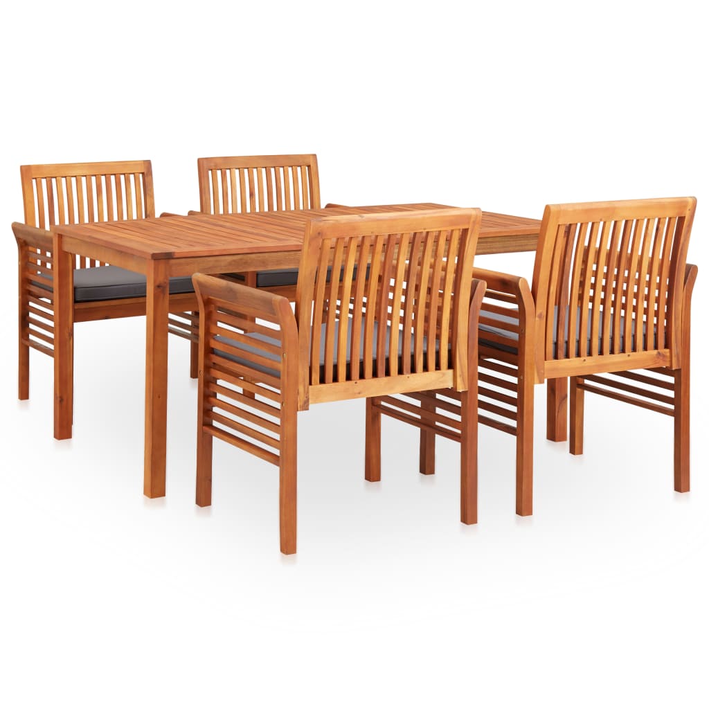 Outdoor Dining Set Brown frame, Dark grey cushions Solid Wood Acacia