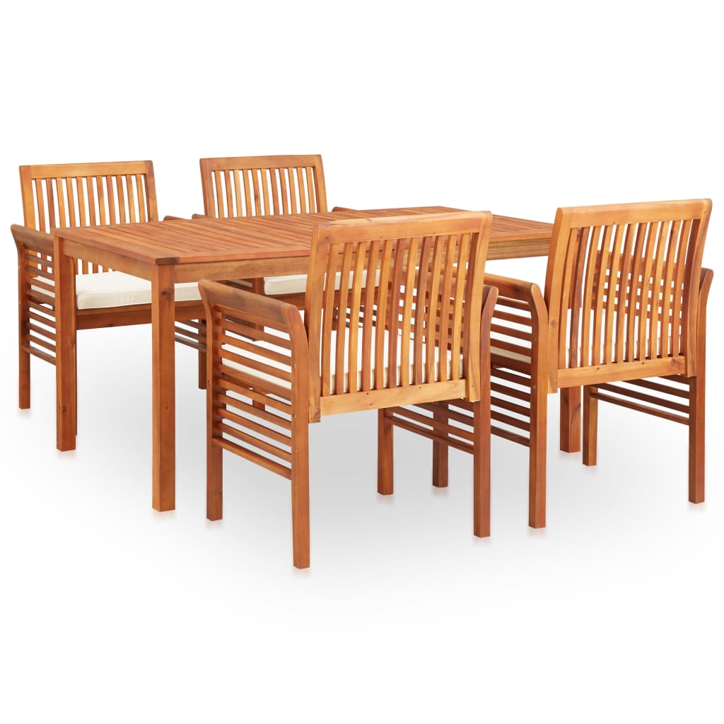 Outdoor Dining Set Brown Solid Wood Acacia 5 Piece Set Durable