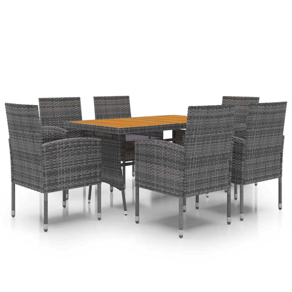 Outdoor Dining Set Grey PE rattan, steel, solid acacia wood Compact