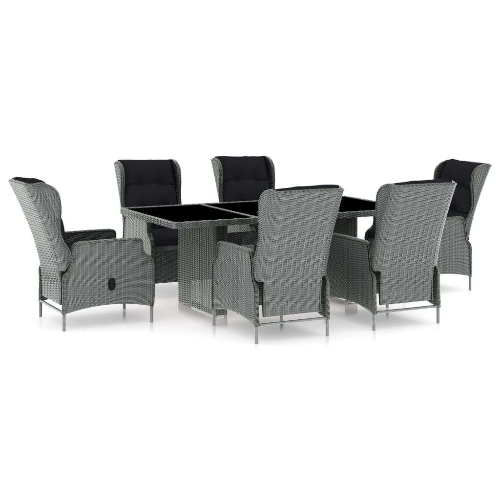 Outdoor Dining Set Light Grey, Black