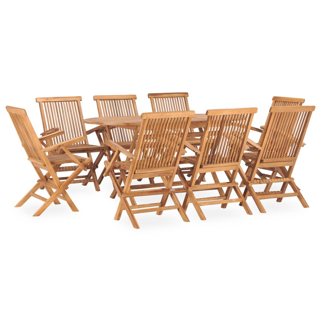 Outdoor Dining Set Natural Teak Solid Teak Wood Medium Foldable