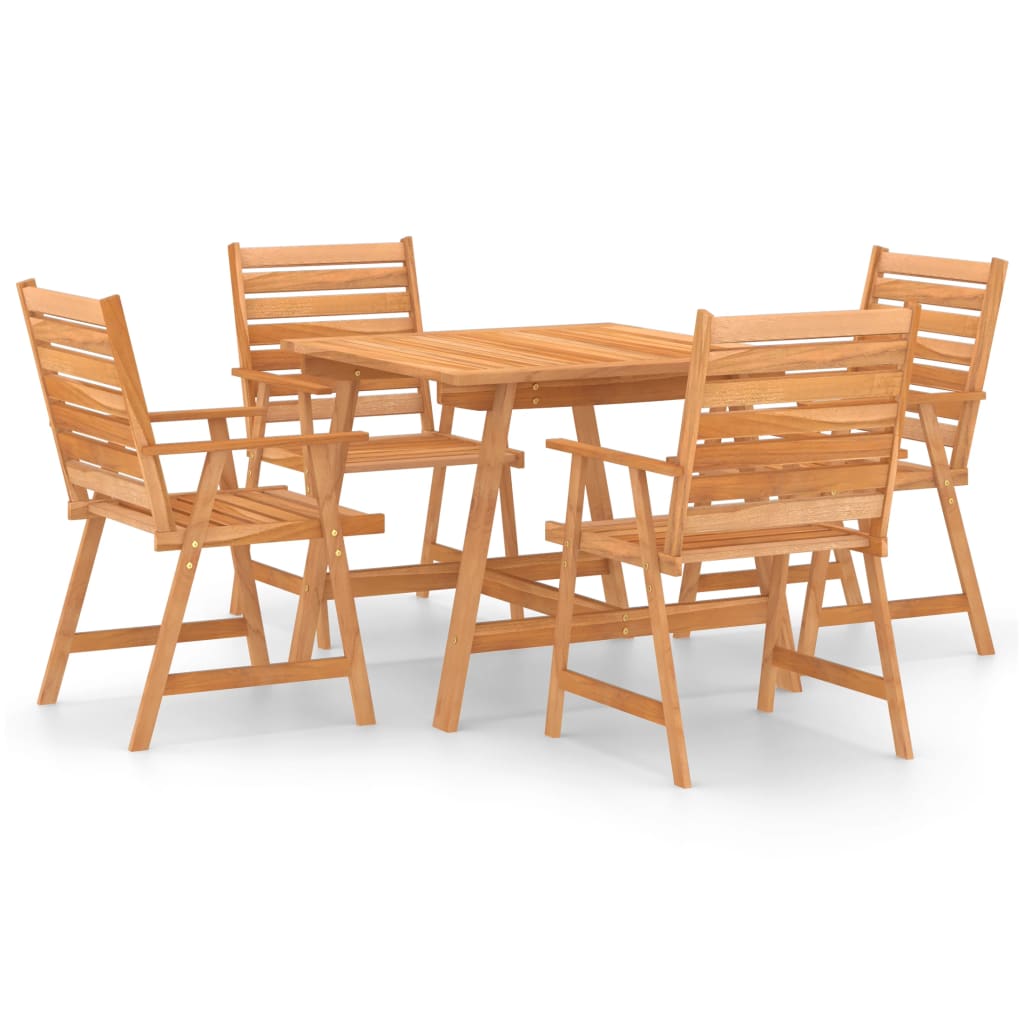 Outdoor Dining Set Natural Wood Solid Acacia wood 5-Piece Durable