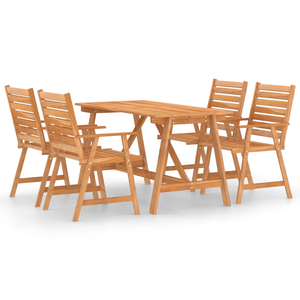 Outdoor Dining Set Rich Wood Brown Solid Acacia Wood Medium