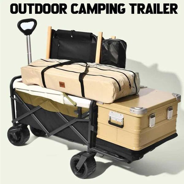 Outdoor folding camping vehicle wheel cart trolley