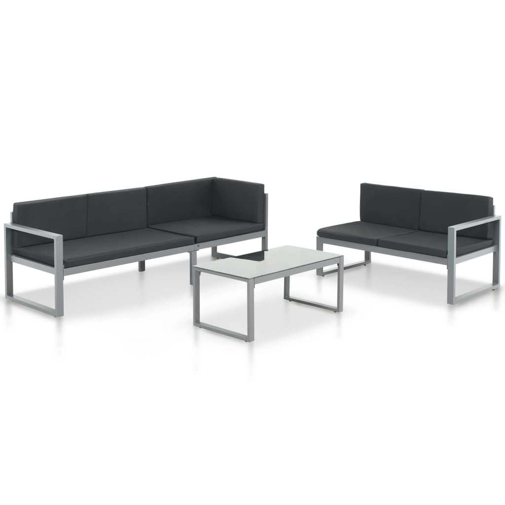 Outdoor Furniture Black Powder-coated aluminum, Polyester, Glass