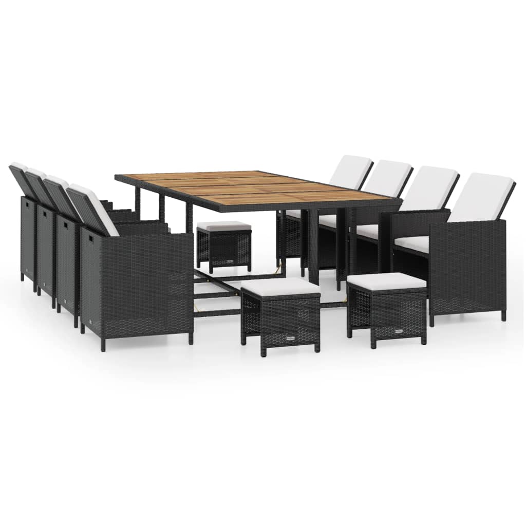 Outdoor Furniture Set Black, Cream White
