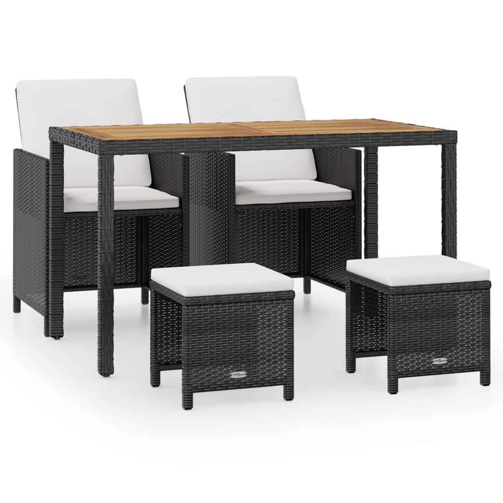 Outdoor Furniture Set Black, Cream white