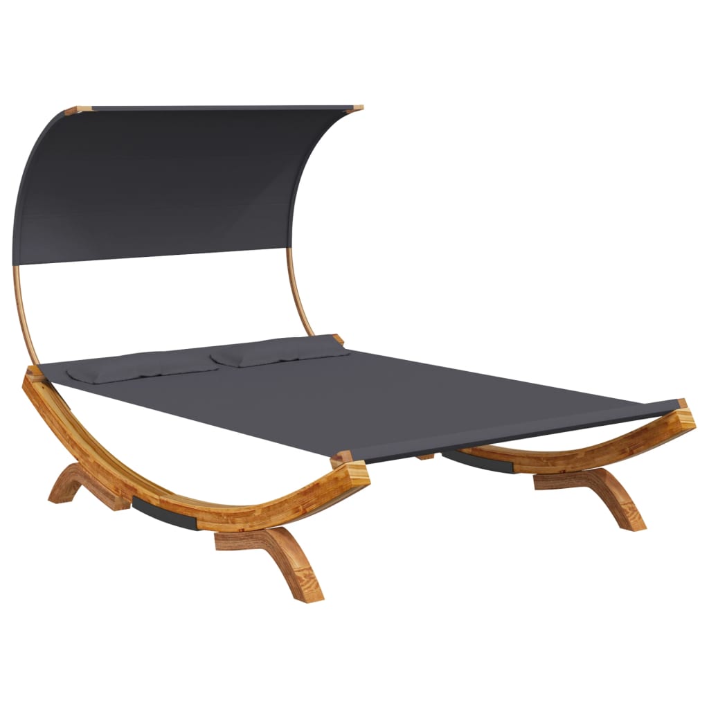 Outdoor Lounge Bed Anthracite Solid bent wood and polyester fabric