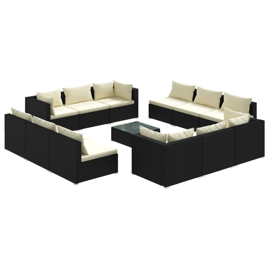 Outdoor Lounge Set Black, Cream