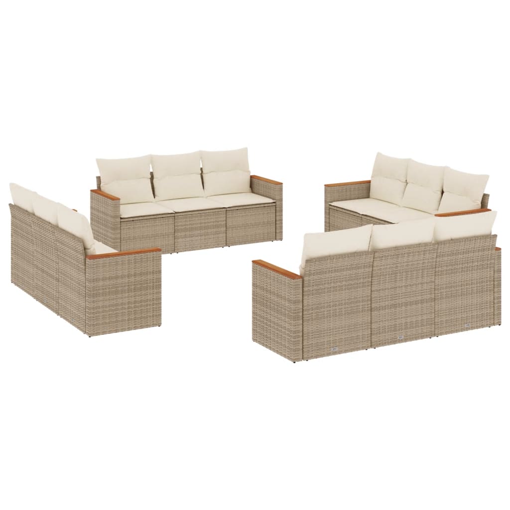 Outdoor Sofa Set Beige PE rattan Large UV-resistant materials