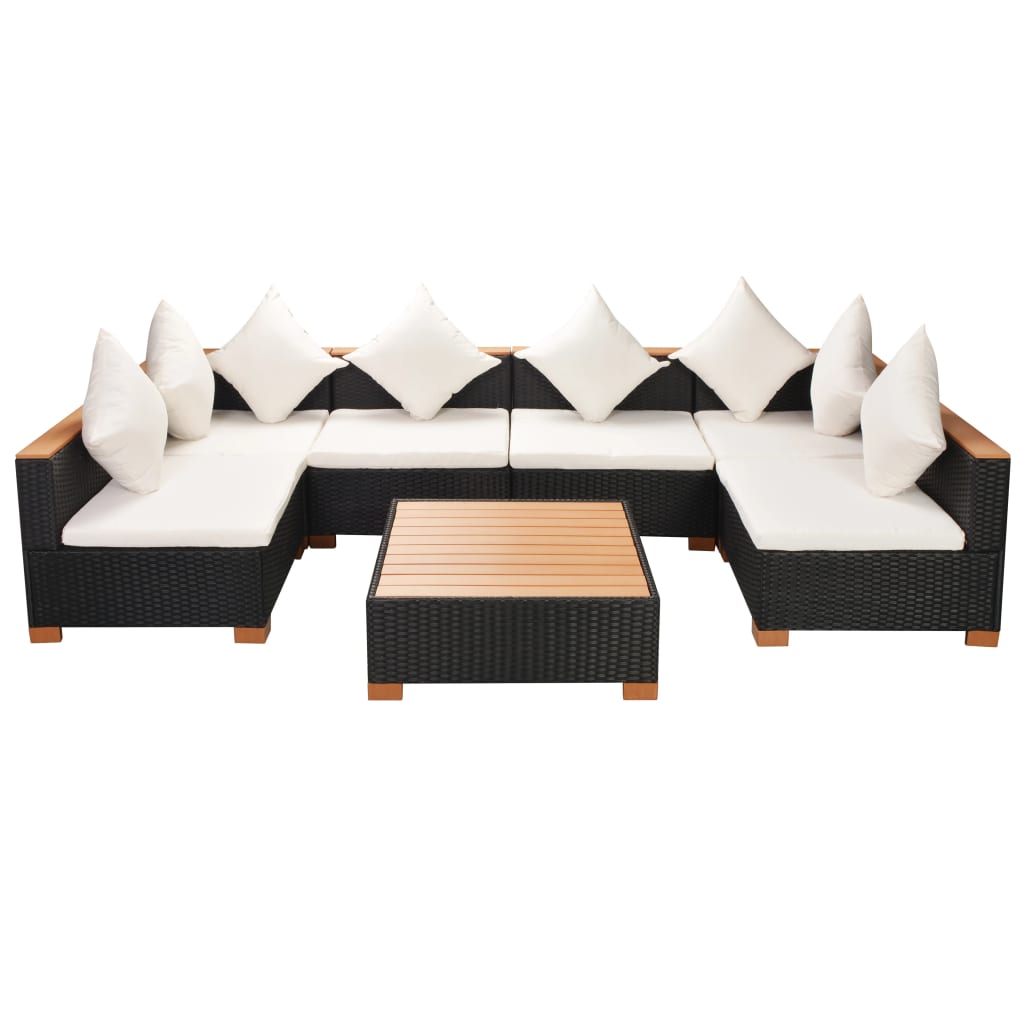 Outdoor Sofa Set Black PE Rattan Large Modular