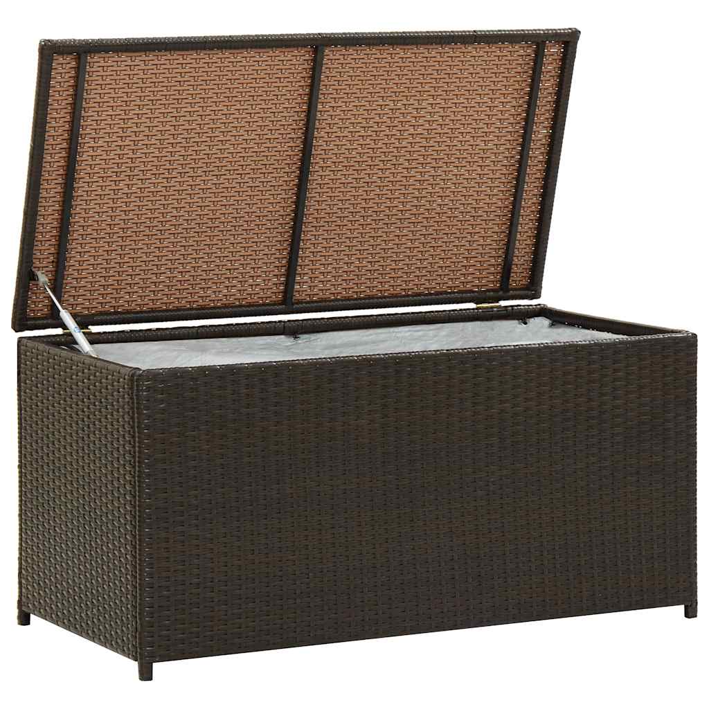 Outdoor Storage Box Brown Polyethylene rattan, Powder-coated steel
