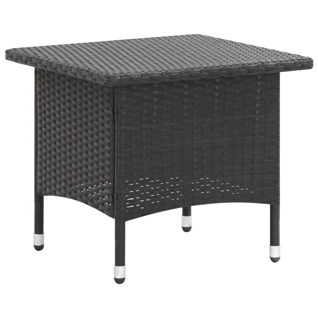 Outdoor Table Black PE Rattan 19.7x19.7x18.5 in Durable