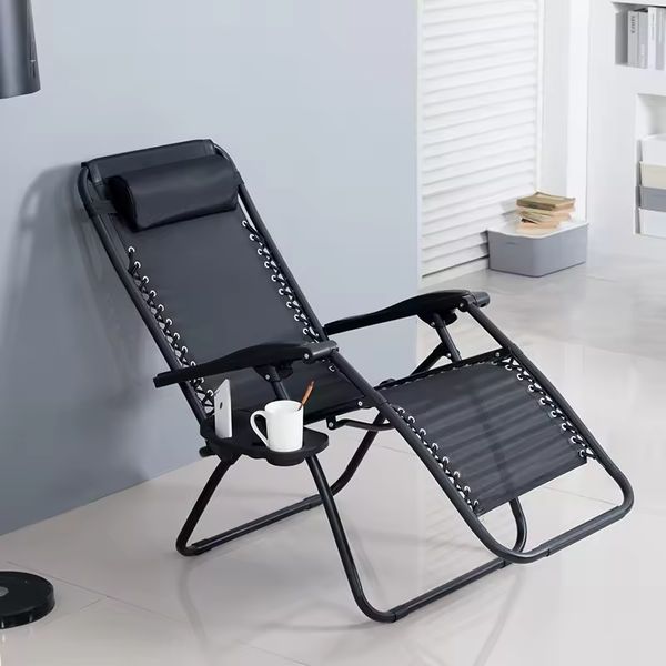 Outdoor zero-gravity folding sun lounger for beach and camping relaxation
