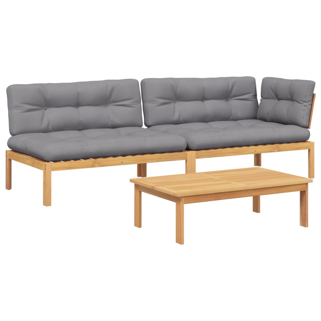 Pallet Sofa Set Brown Solid acacia wood Large Modular