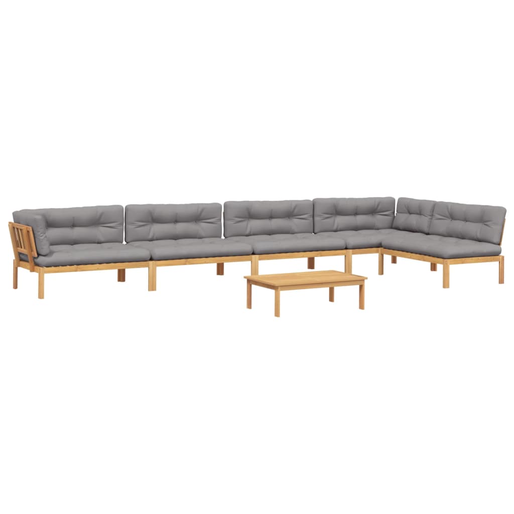 Pallet Sofa Set Grey Solid acacia wood Large Modular