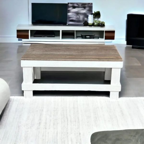 Paths Rustic Woven Wood Rectangular Coffee Table