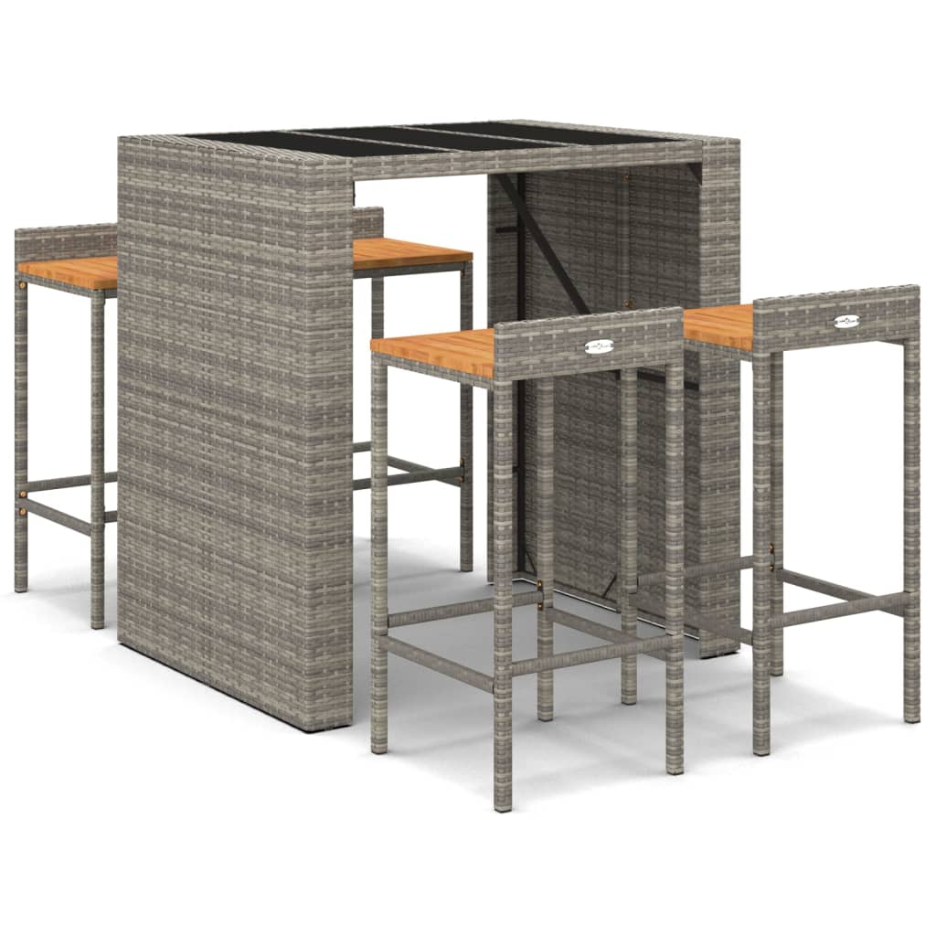 Patio Bar Set Grey, Black