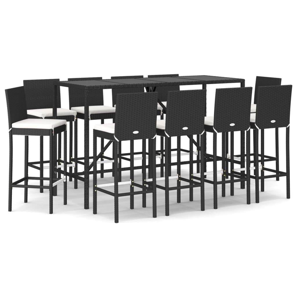 Patio Bar Set Set of 10 Black