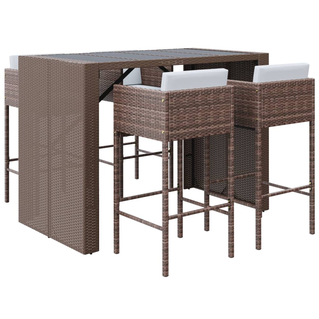 Patio Bar Set Set of 5 Brown, Cream White, Black