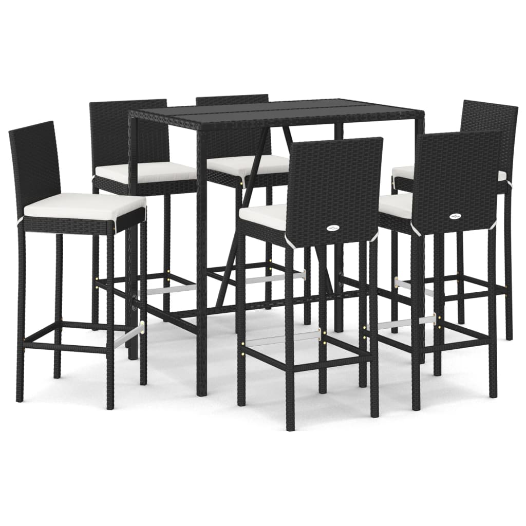 Patio Bar Set Set of 6 Black, Cream white