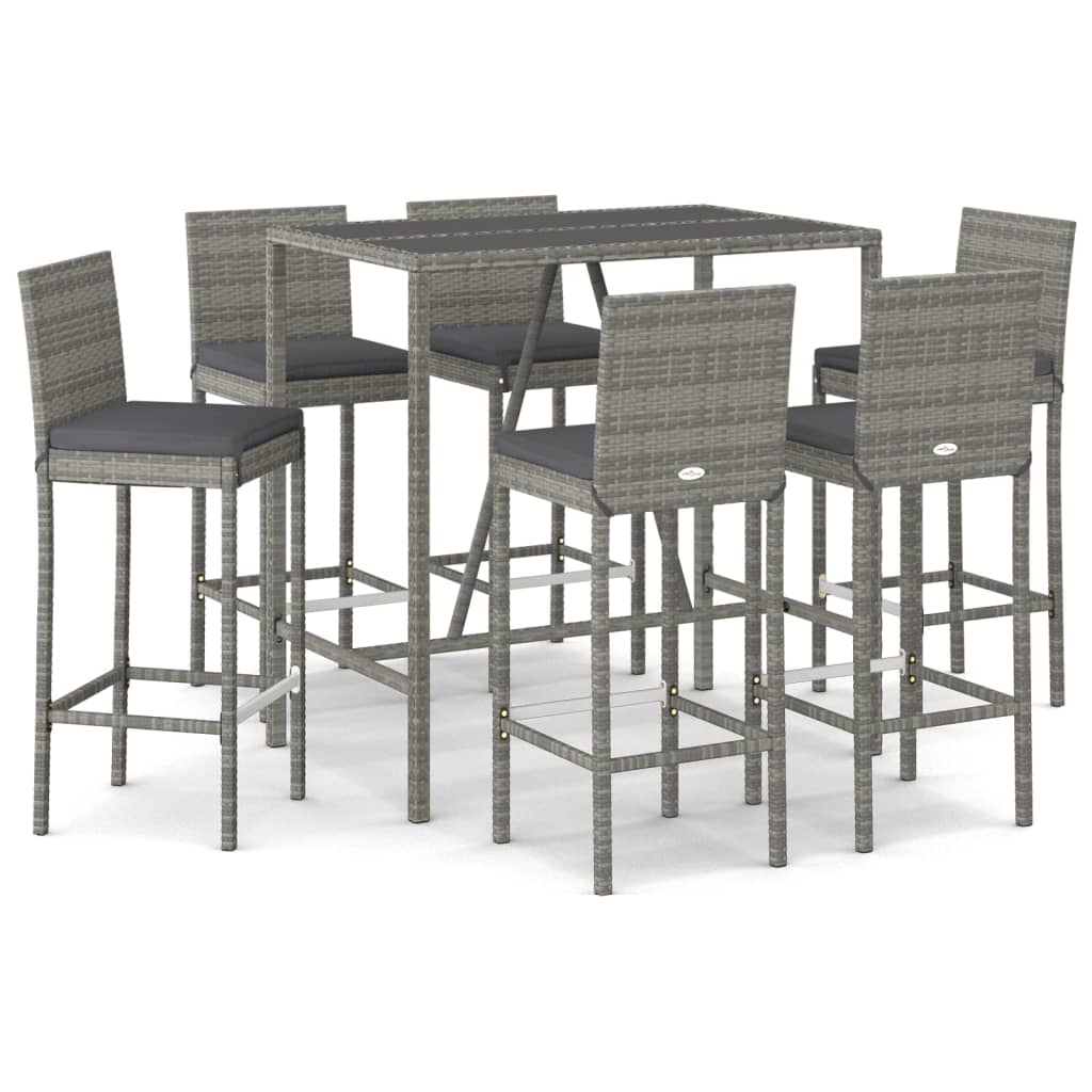 Patio Bar Set Set of 6 Gray