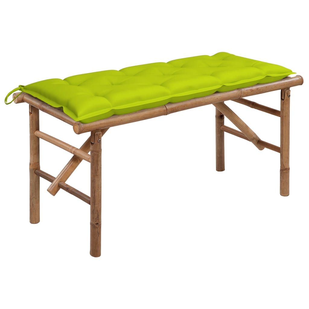 Patio Bench Bright green, Natural bamboo Bamboo, 100% Polyester